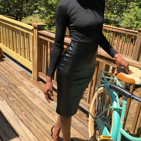 Leatherette Black Dress - Picture 2 of 6